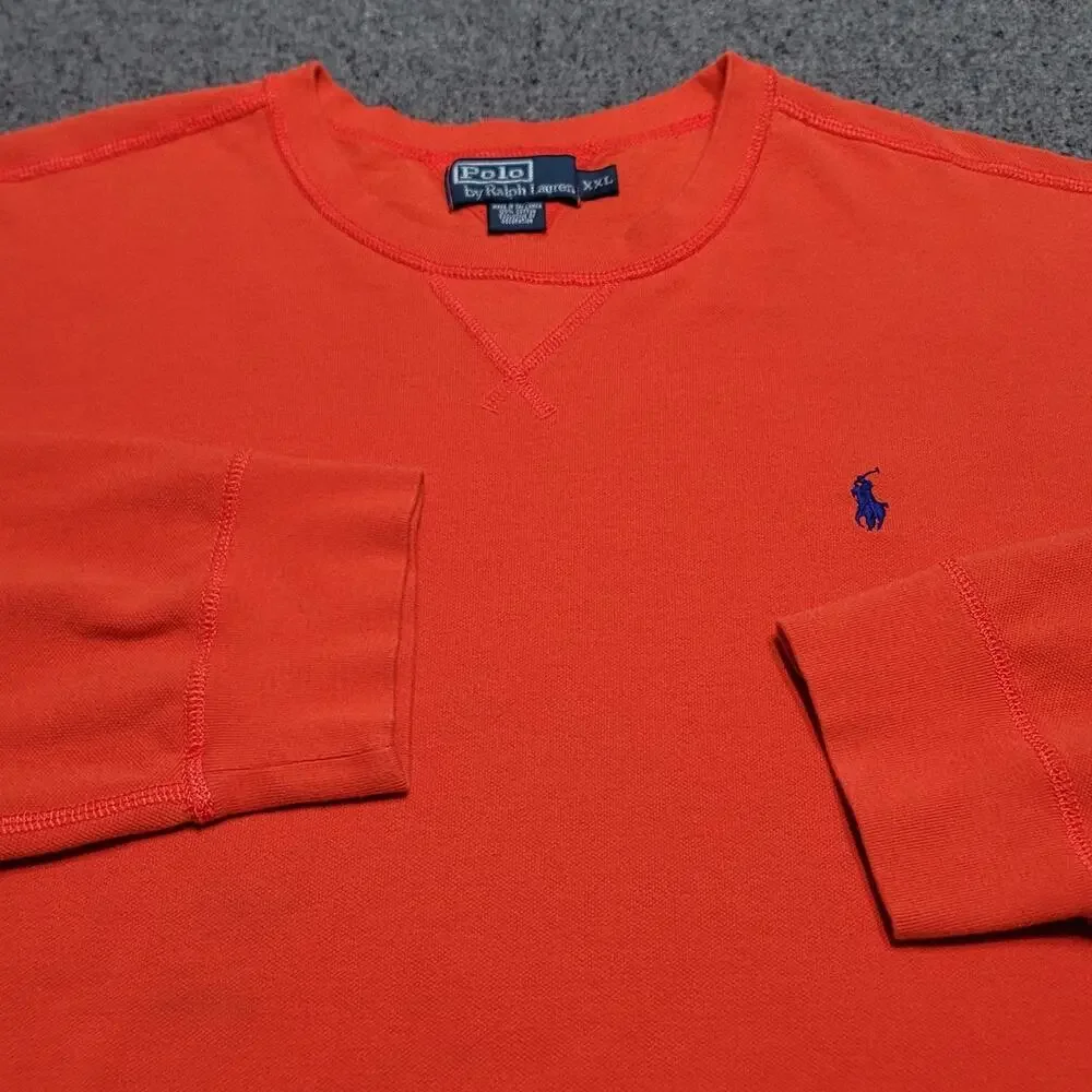 Polo Ralph Lauren Shirt Mens 2XL XXL Orange Dorito Stitch Midweight Crewneck